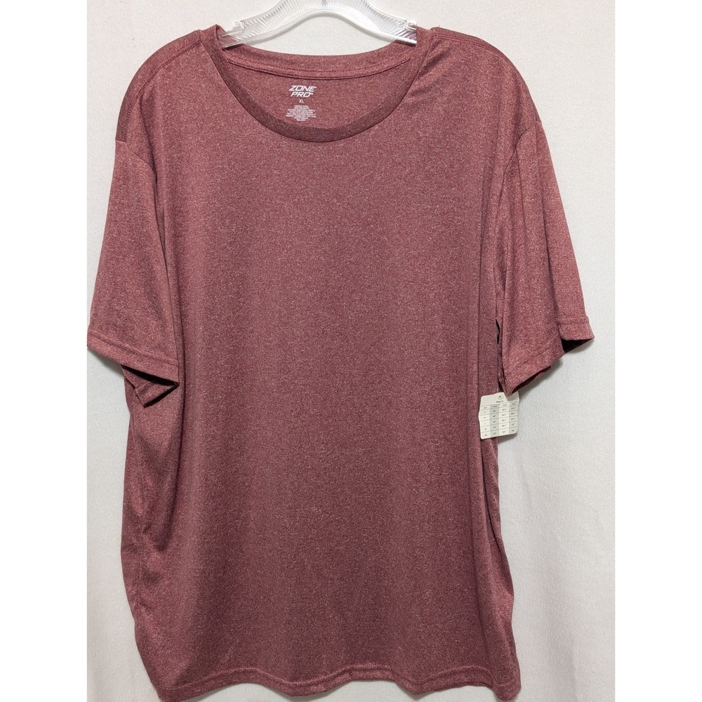 Zone Pro Mens XL Short Sleeve Performance T-Shirt Heathered Burgundy Red Active